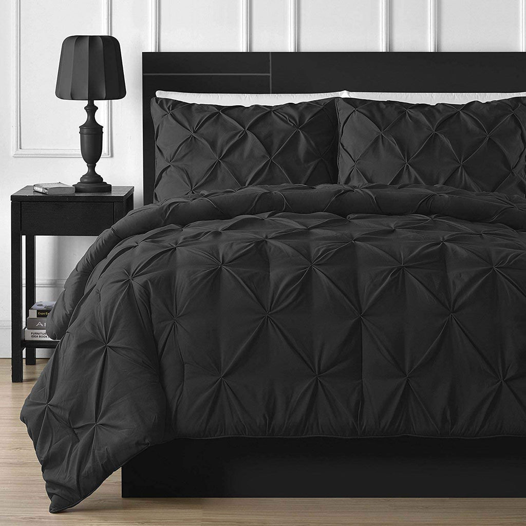 Diamond Pintuck Imperial Black-Duvet Set 8 Pcs (Luxury)