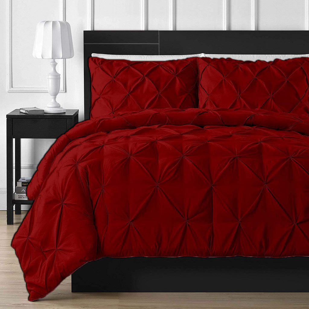 Diamond Pintuck Imperial Red-Duvet Set 8 Pcs (Luxury)