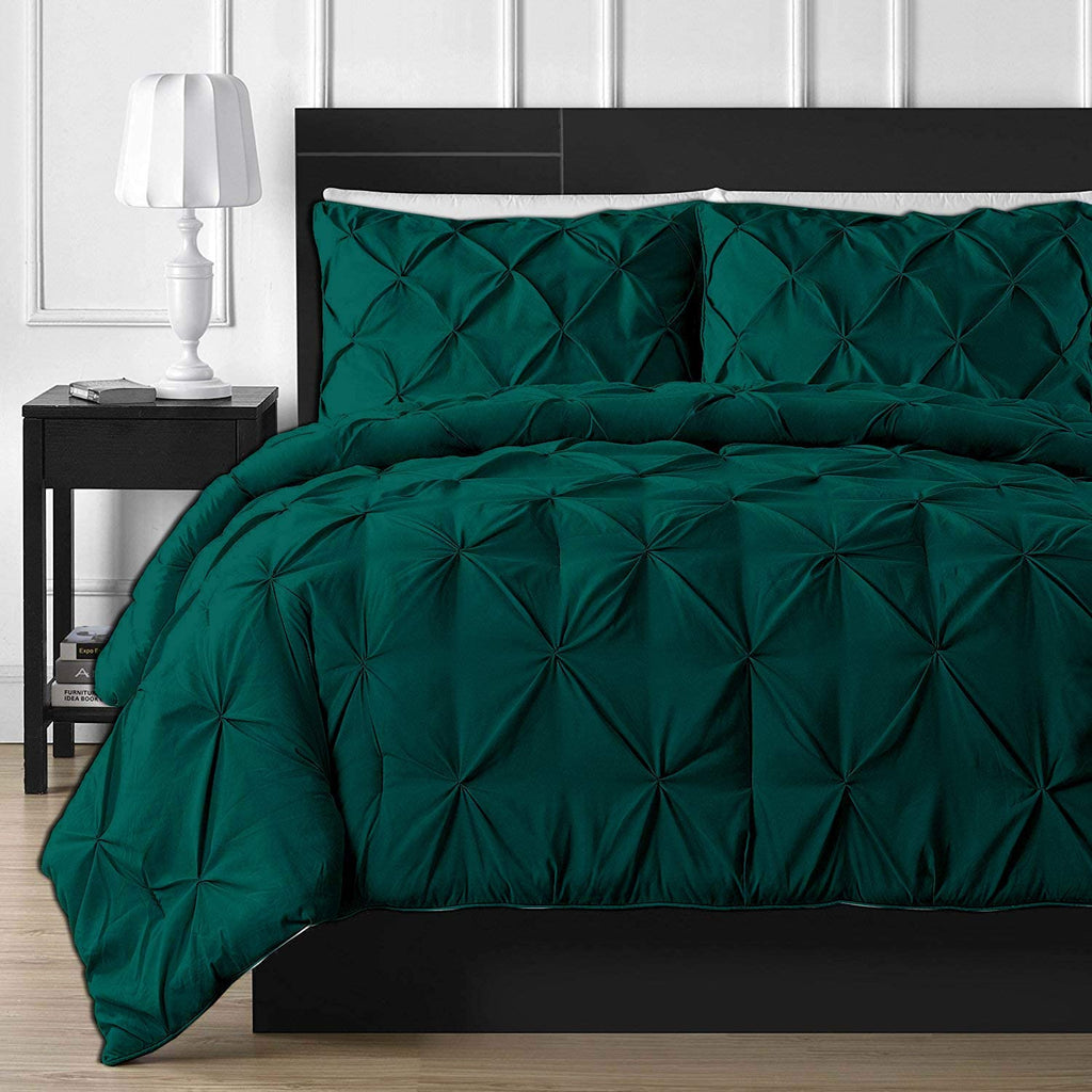 Diamond Pintuck ImperialEmerald Green-Duvet Set 8 Pcs (Luxury)