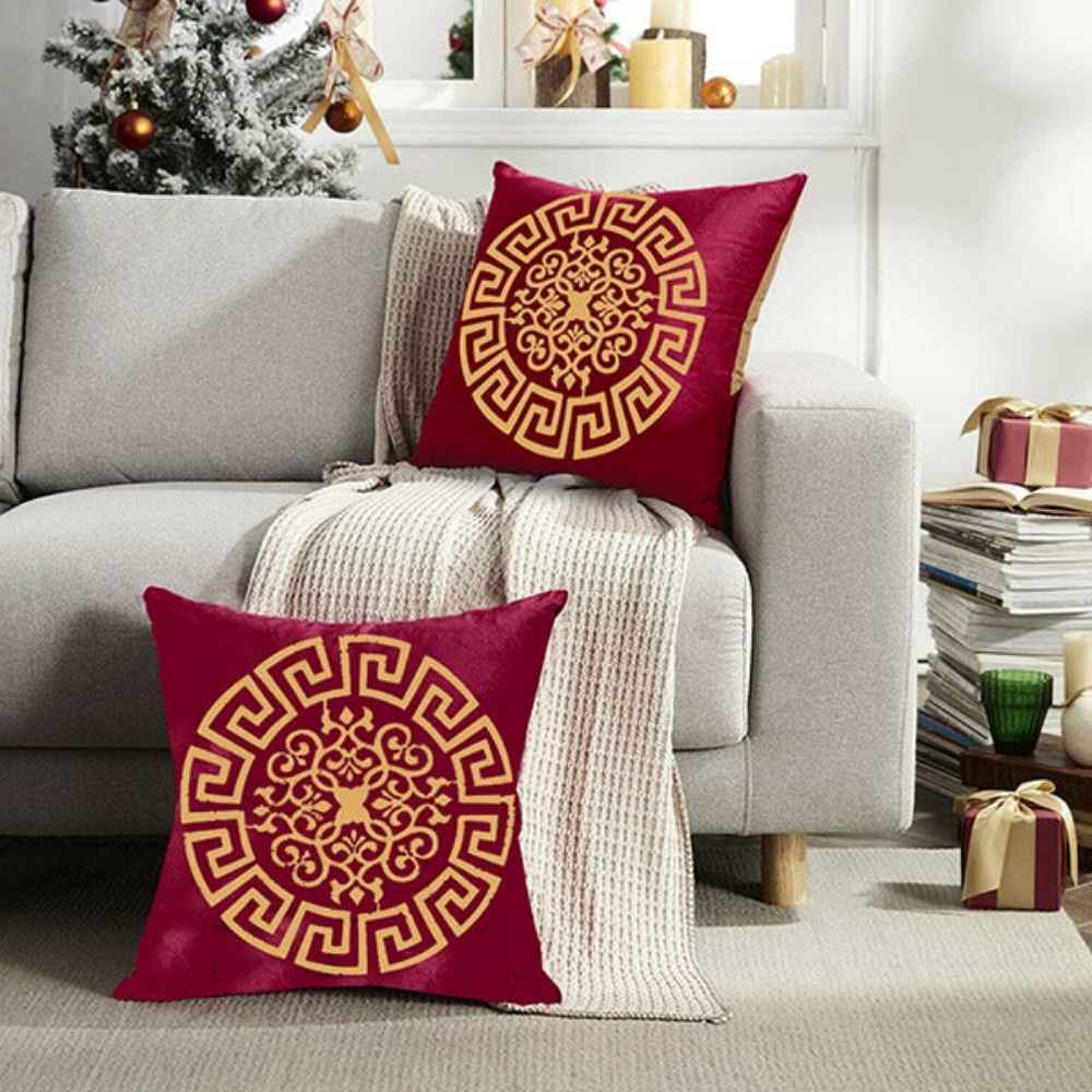 Pair Of Red Velvet Cushions