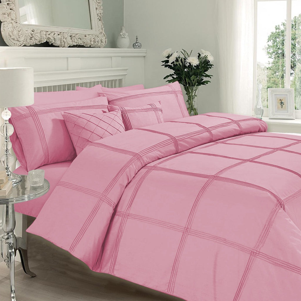 8 Pcs Box Pleated Pink-Duvet Set