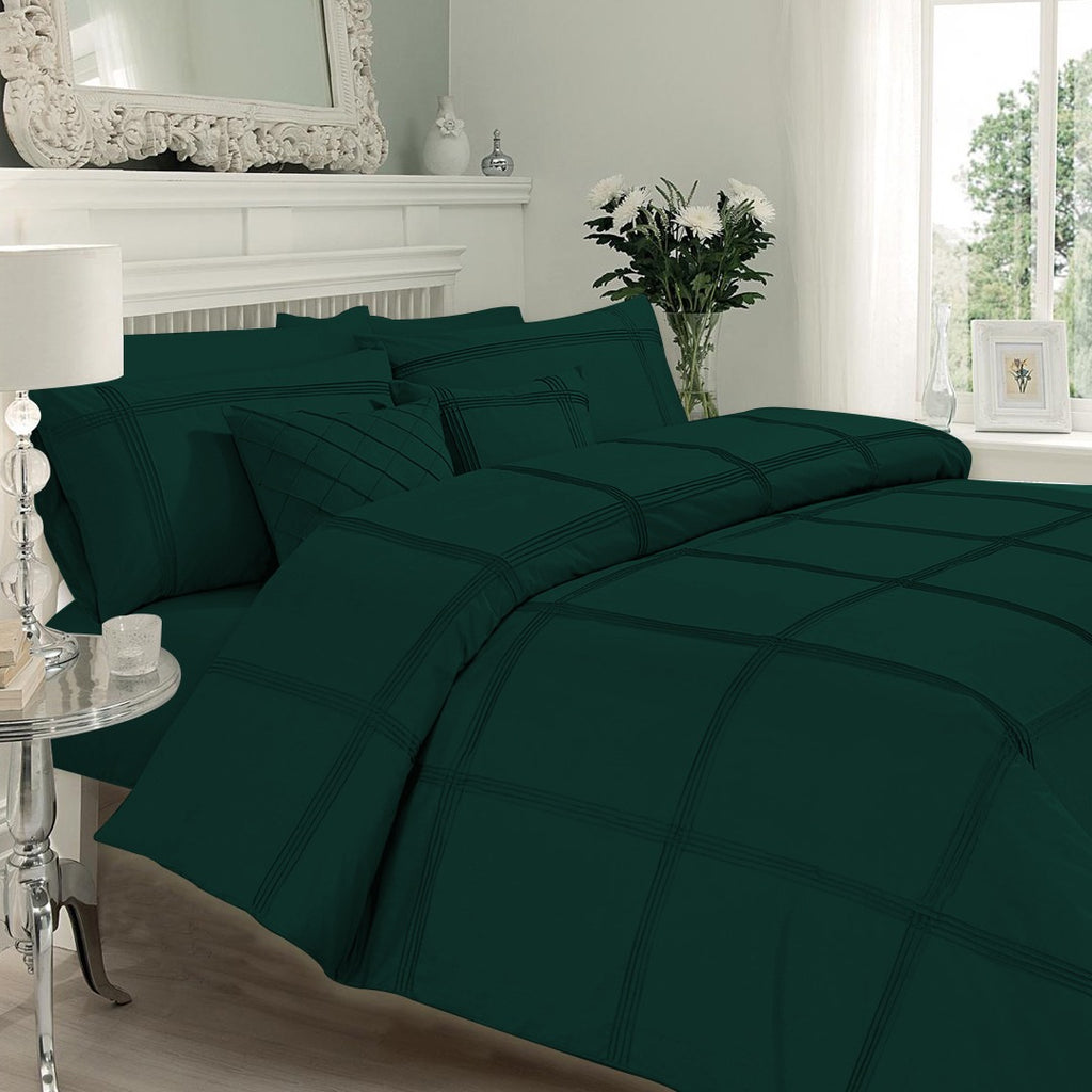 8 Pcs Box Pleated Green-Duvet Set