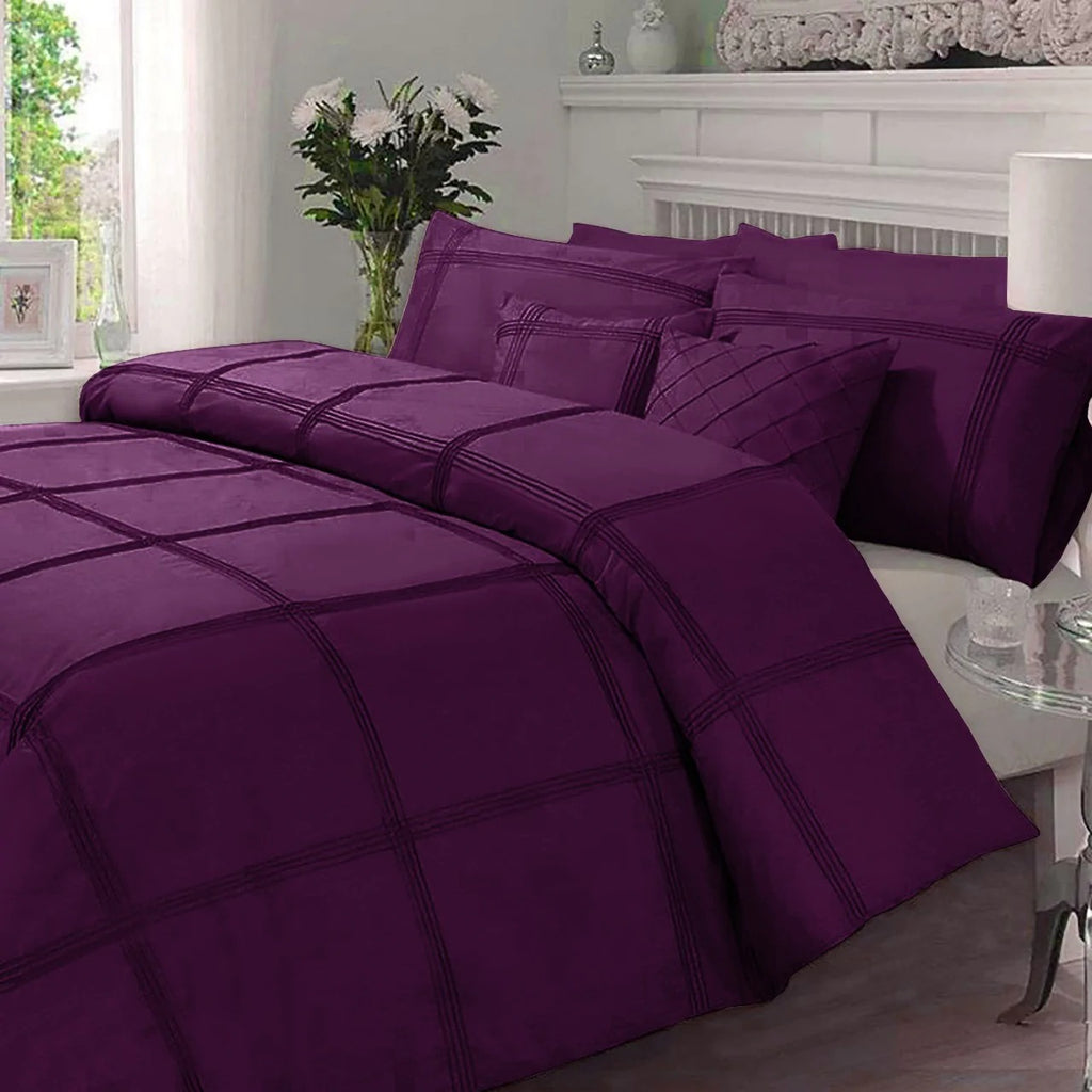 8 Pcs Box Pleated Imperial Plum-Duvet Set