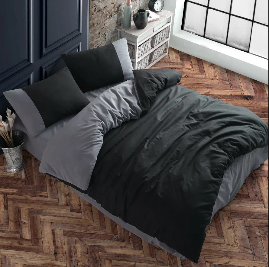 8 Pcs (Luxury)Reversible Black/Gray-Duvet Set