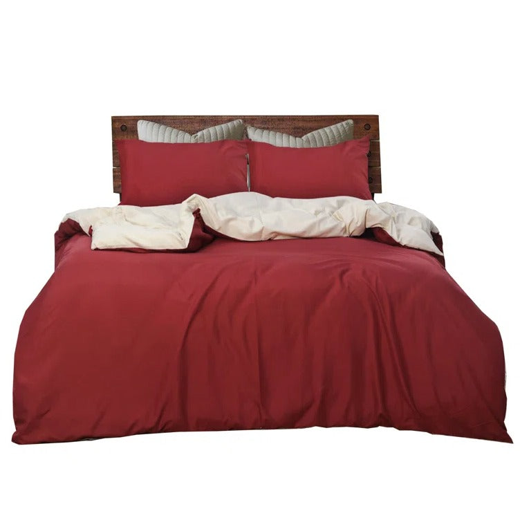 8 Pcs (Luxury)Reversible Maroon/Cream-Duvet Set