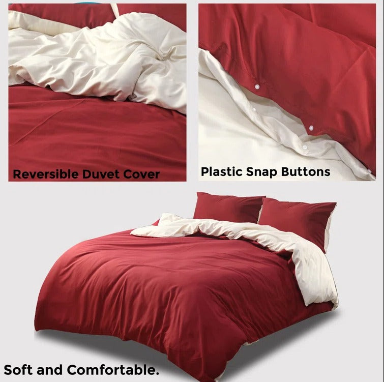 8 Pcs (Luxury)Reversible Maroon/Cream-Duvet Set