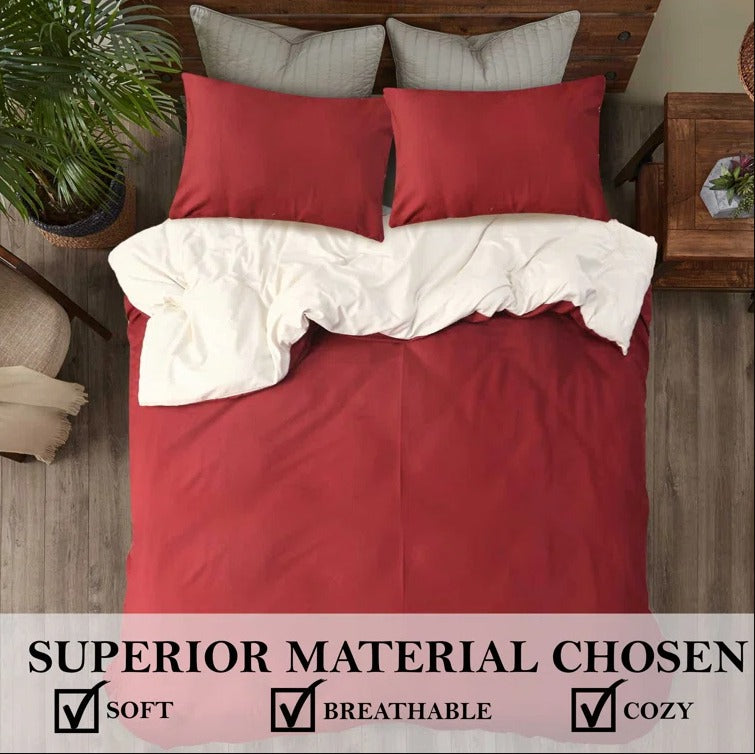 8 Pcs (Luxury)Reversible Maroon/Cream-Duvet Set