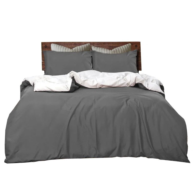 8 Pcs (Luxury)Reversible Grey/White-Duvet Set