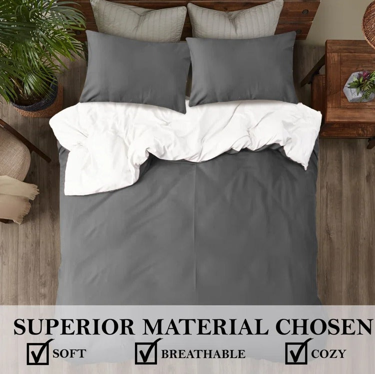 8 Pcs (Luxury)Reversible Grey/White-Duvet Set