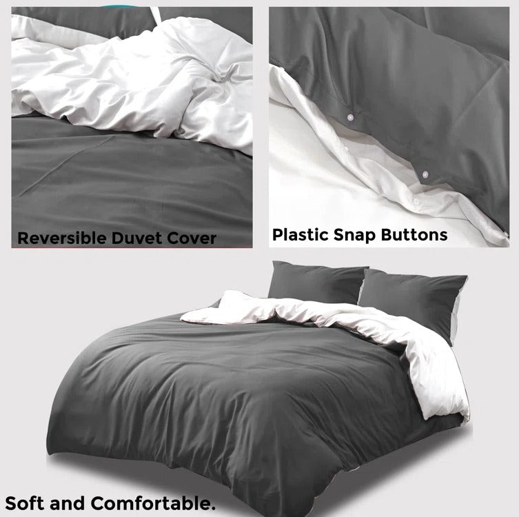 8 Pcs (Luxury)Reversible Grey/White-Duvet Set