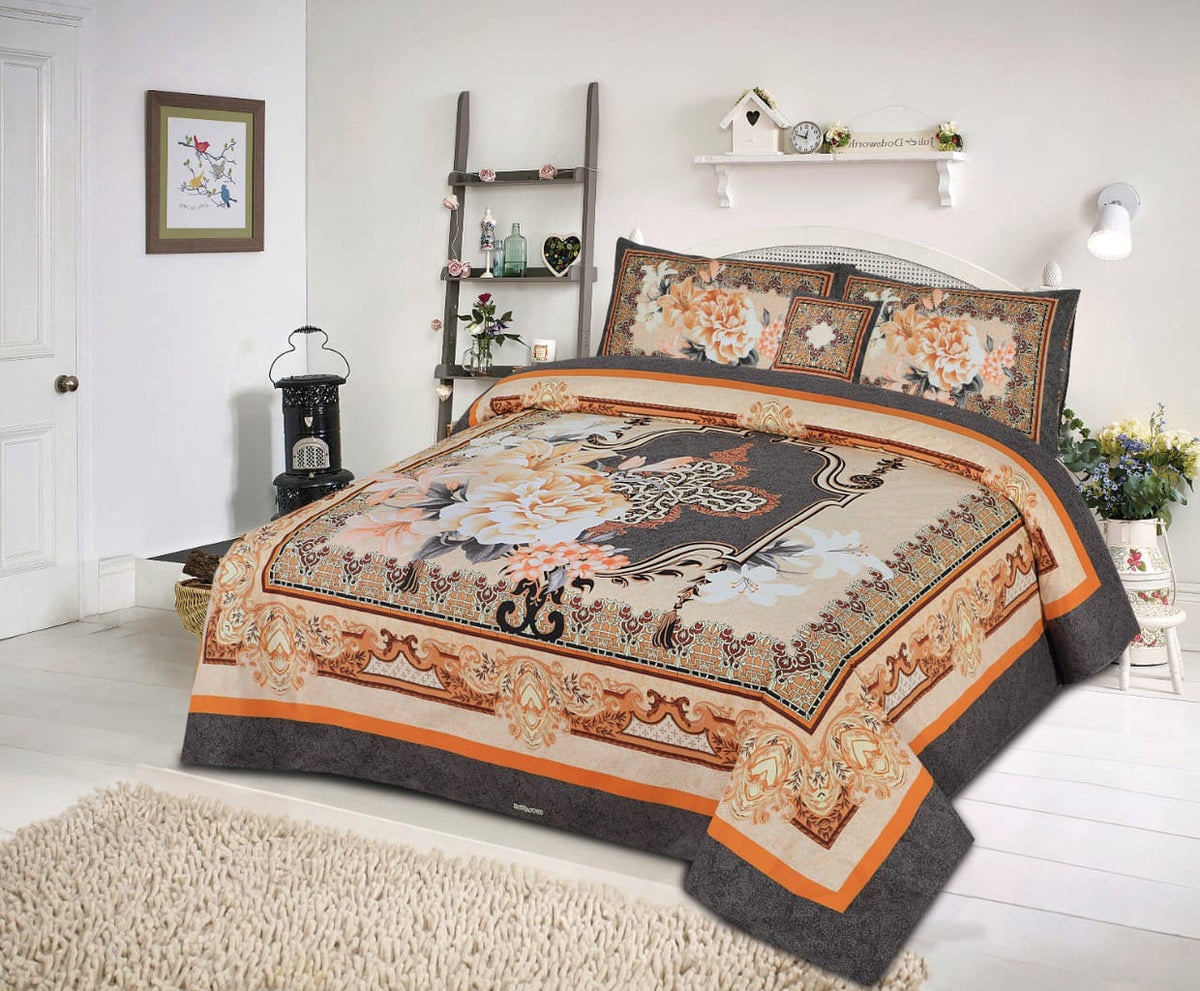 3Pcs Printed Panel Bedsheet BE-1212