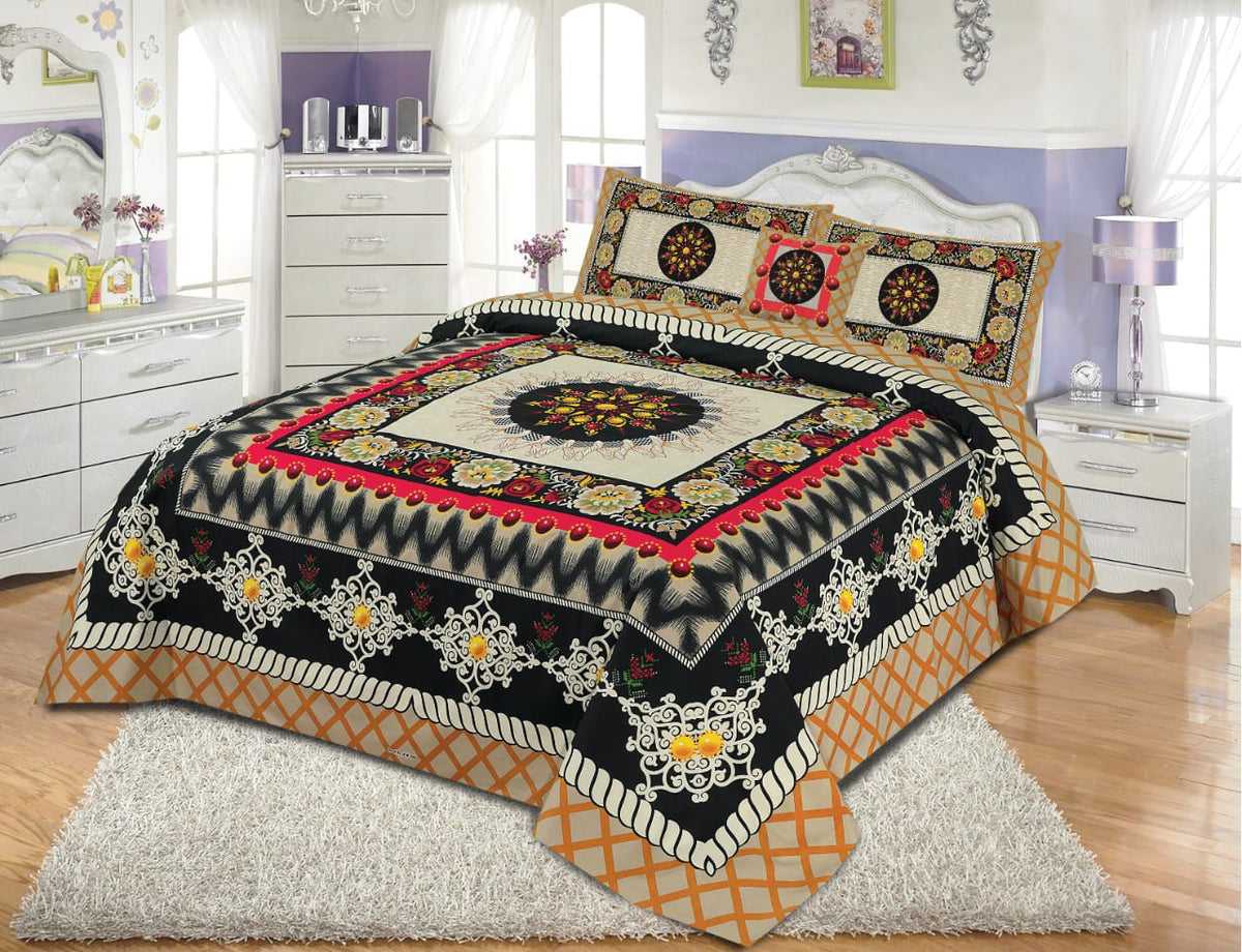 3Pcs Printed Panel Bedsheet BE-1213