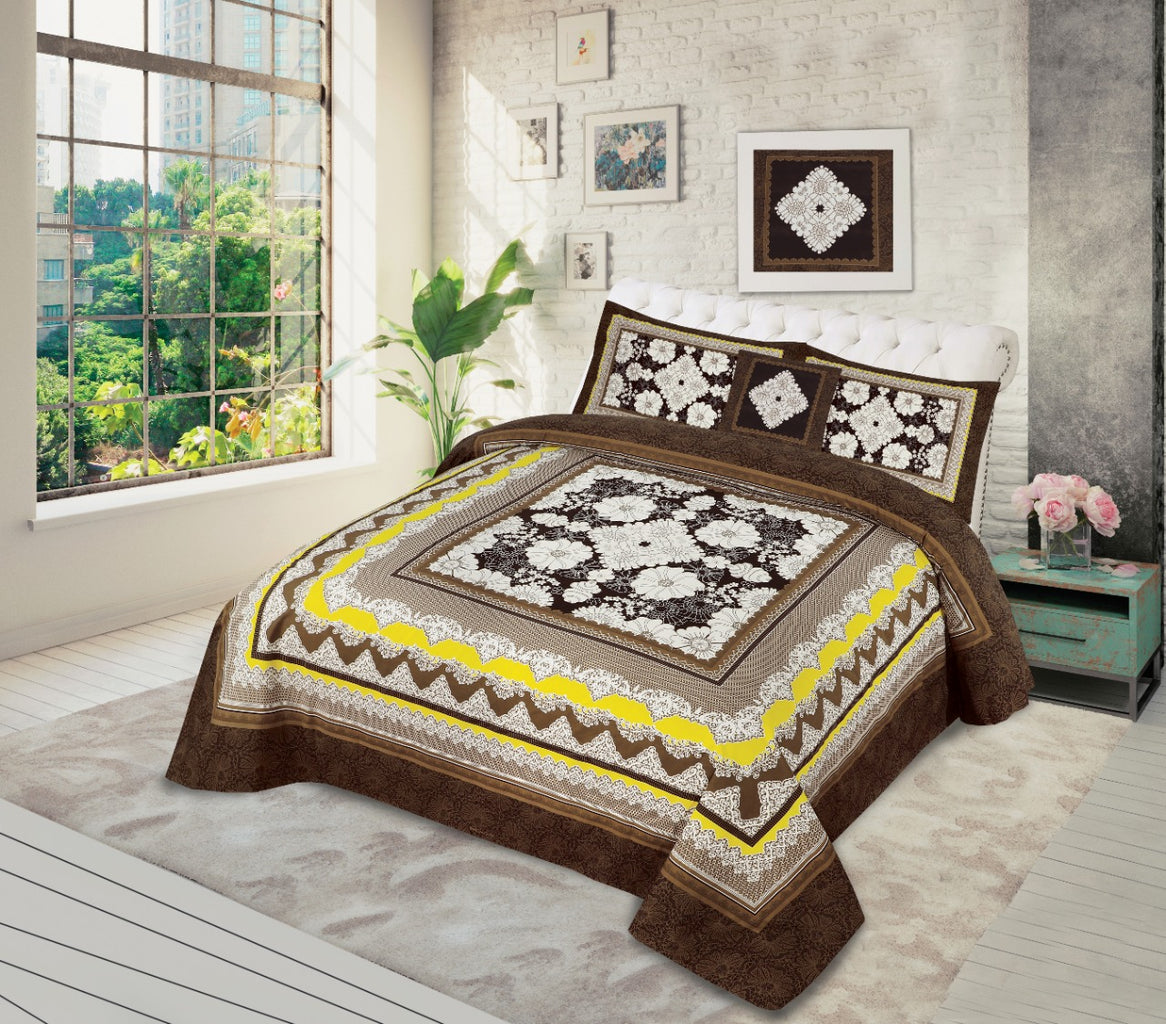 3Pcs Printed Panel Bedsheet BE-1202