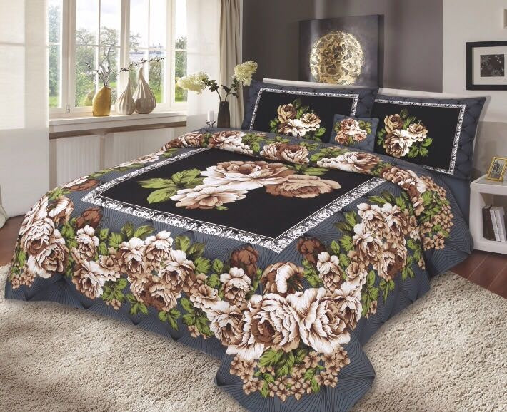 3Pcs Printed Panel Bedsheet BE-1204