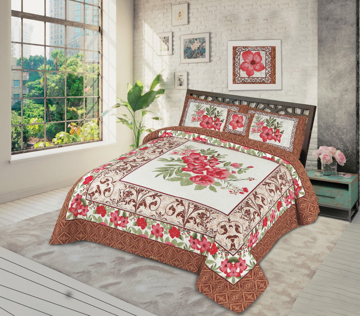 3Pcs Printed Panel Bedsheet BE-1206