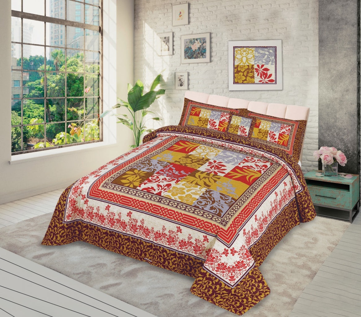 3Pcs Printed Panel Bedsheet BE-1208