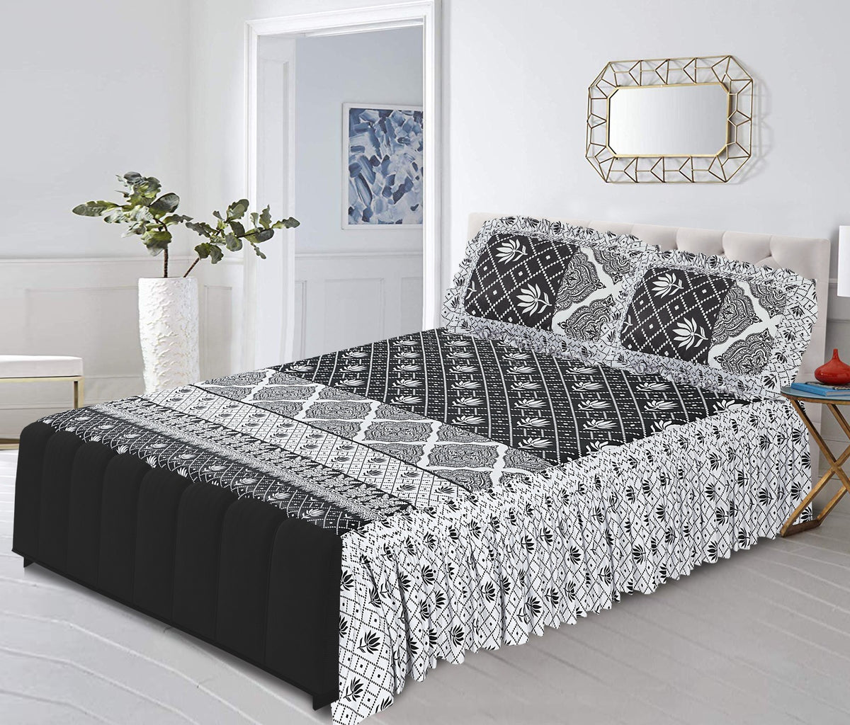 3Pcs Printed Frill Bed Sheet Set BE-807