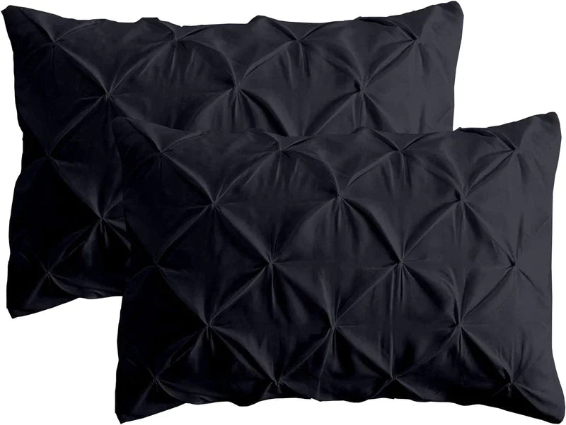 Diamond Pin Tuck (Black)-Pack of 2 Pillow Cases