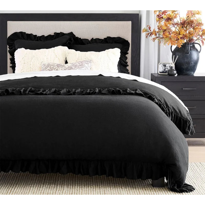 Ruffle Imperial Black-Duvet Set 8 Pcs (Luxury)