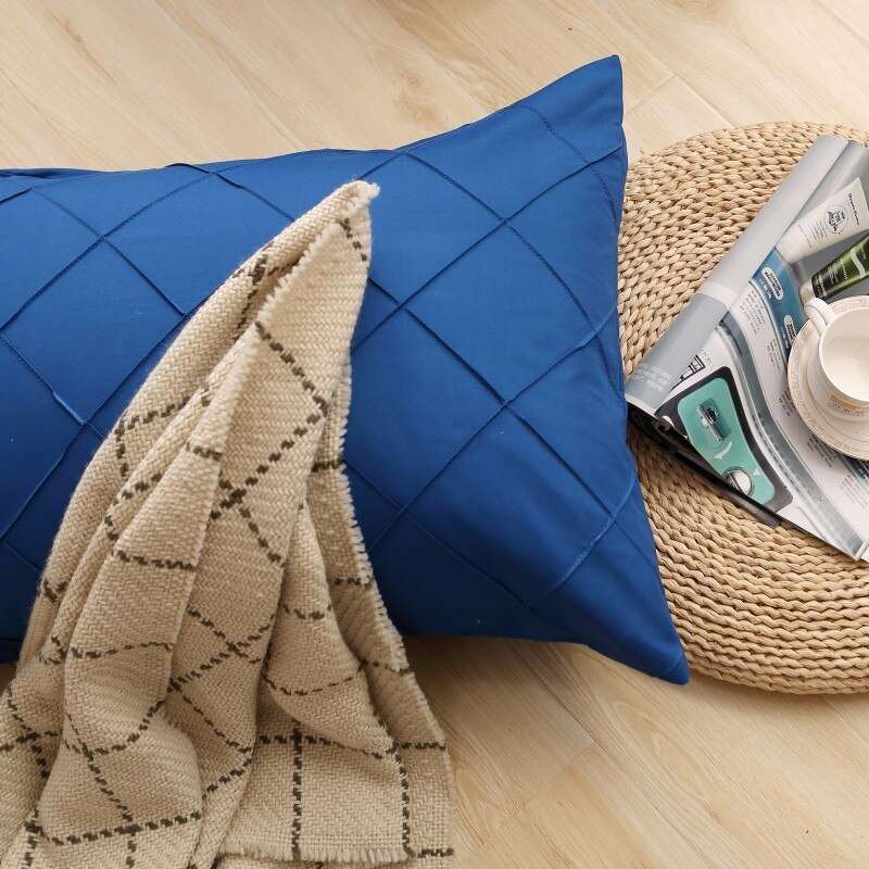 Cross Pleated Duvet Set -Royal Blue