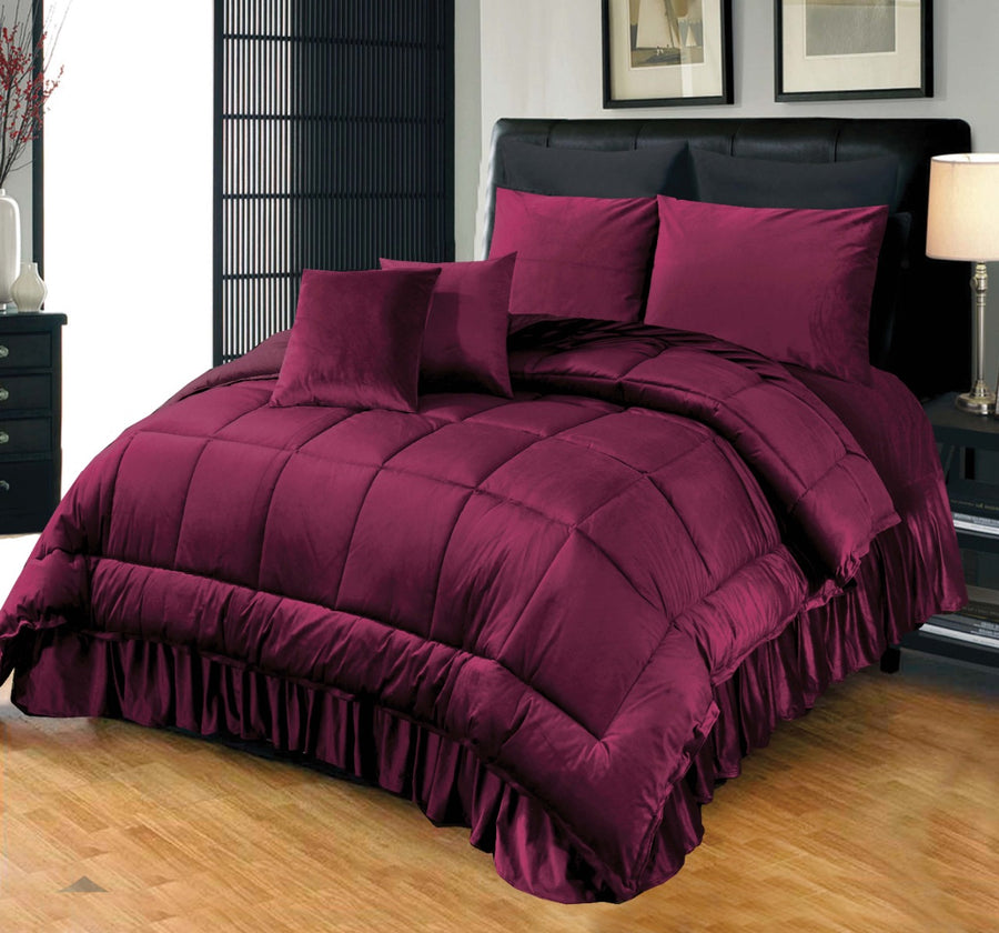 6 Pc's Luxury Velvet Duvet Set Shocking Pink