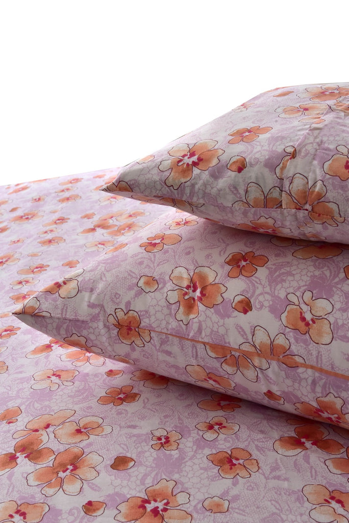 3 Pcs Bed Sheet Set Cotton Fabric Soft Pink Color Floral Patterns BE BS 38