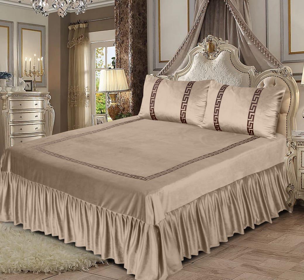 3PCS SKIN VELVET FRILL BED SHEET SET BE-1507