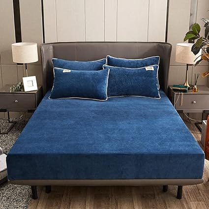 Velvet Fitted Sheet Blue