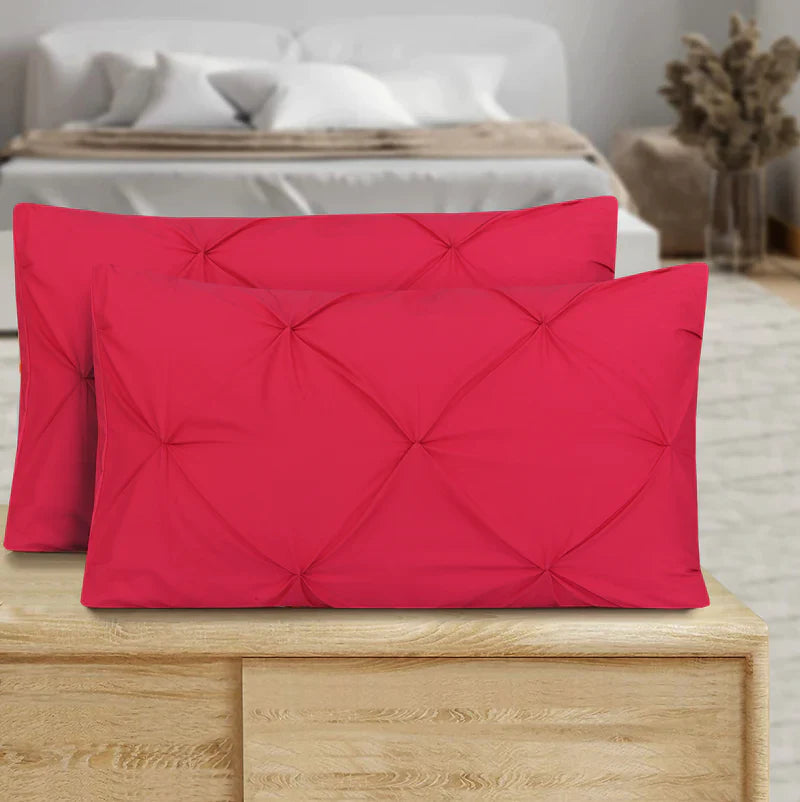 Diamond Pin Tuck (Hot Pink)-Pack of 2 Pillow Cases