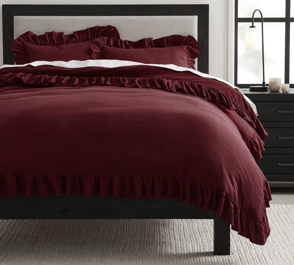 Ruffle Imperial Maroon-Duvet Set 8 Pcs (Luxury)