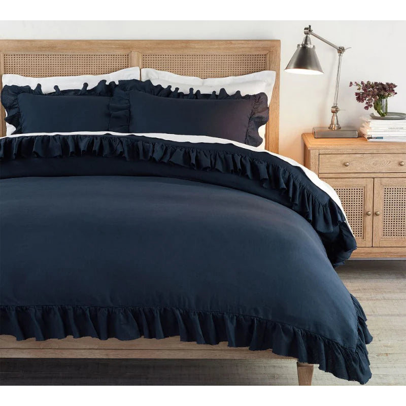 Ruffle Imperial Navy Blue-Duvet Set 8 Pcs (Luxury)