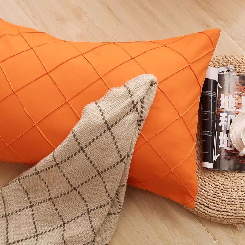 Cross Pleated Duvet Set -Orange