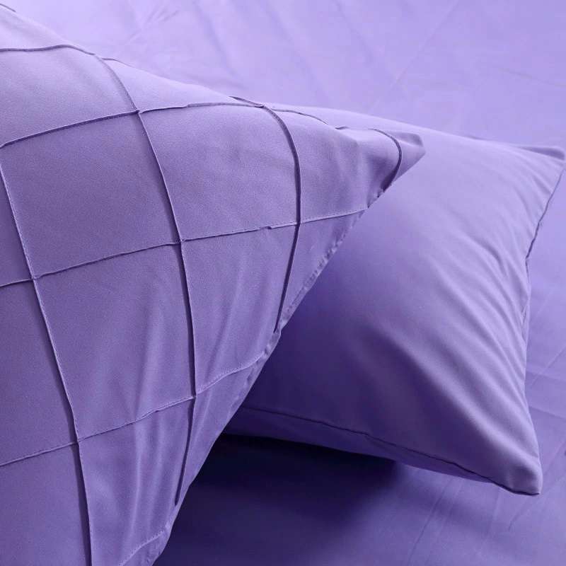 Cross Pleated Duvet Set -Purple